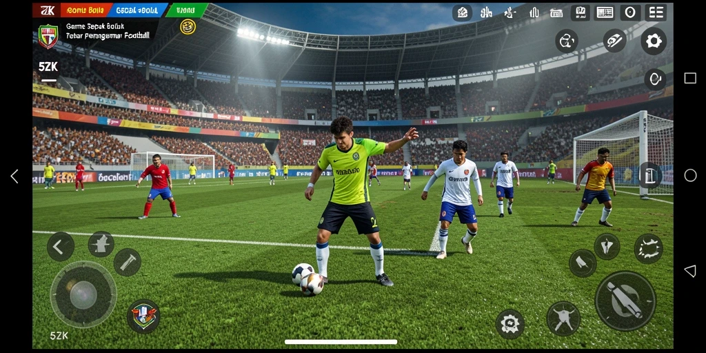 Screenshot gameplay 5ZK menunjukkan aksi seru dalam pertandingan sepak bola.