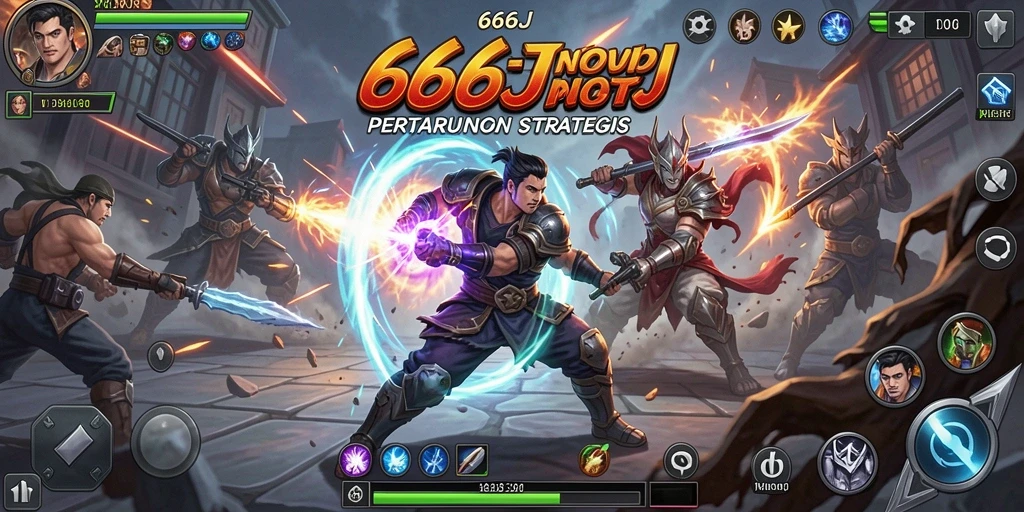 Screenshot utama 666J menampilkan aksi pertempuran strategis yang seru.