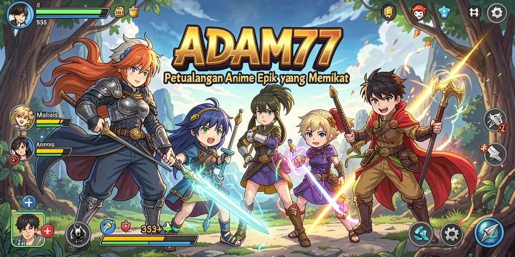 Tampilan screenshot ADAM77 menampilkan karakter Anime dalam aksi seru.