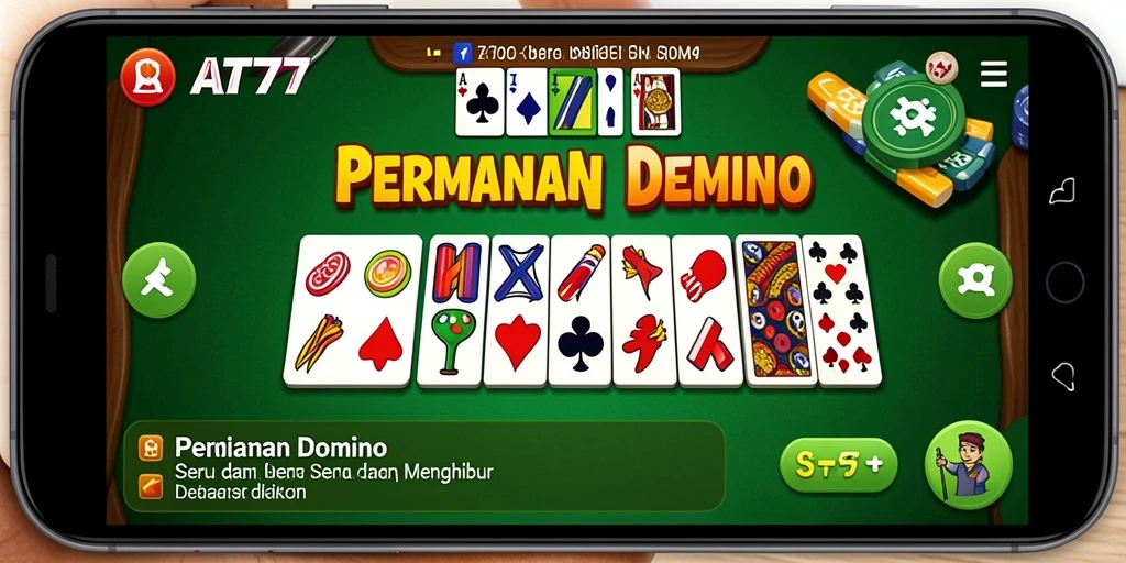 Screenshot gameplay AT777 yang menampilkan serunya bermain Domino.