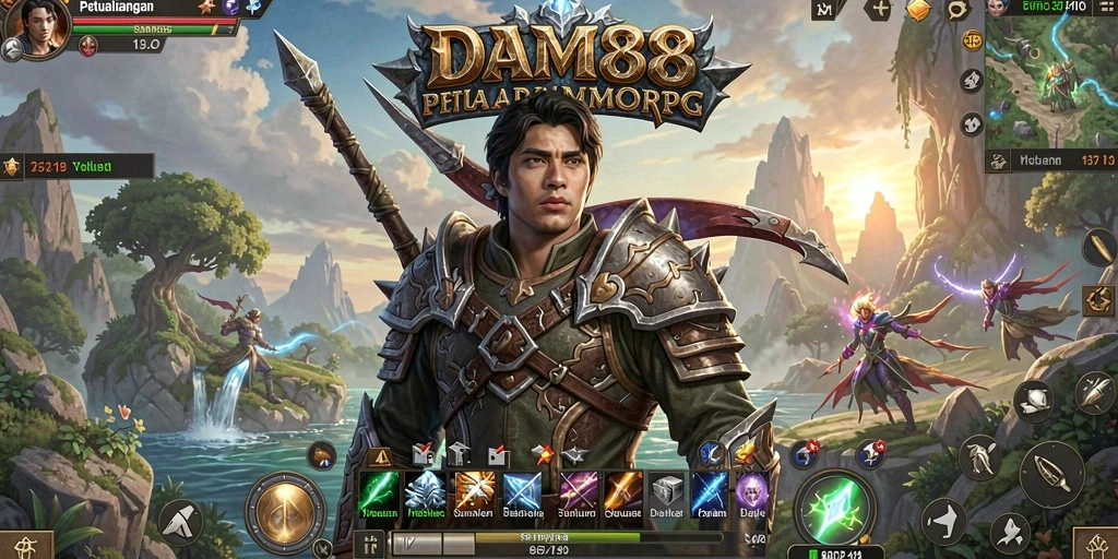 Screenshot gameplay menampilkan pertarungan epik dalam dunia MMORPG.