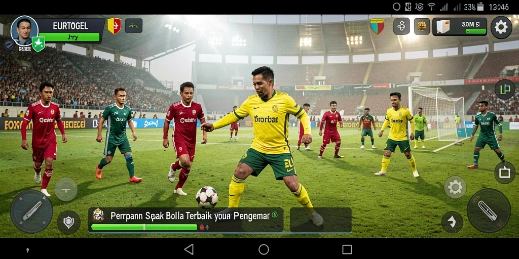 Gambaran layar utama EUROTOGEL menampilkan pertandingan sepak bola yang seru.