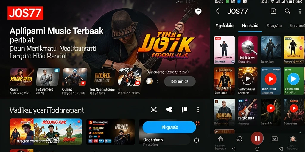 Screenshot gameplay JOS77 menampilkan koleksi lagu dan fitur karaoke.