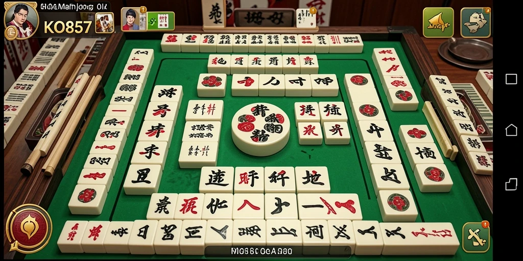 Screenshot gameplay KO857 menampilkan suasana permainan Mahjong yang seru.