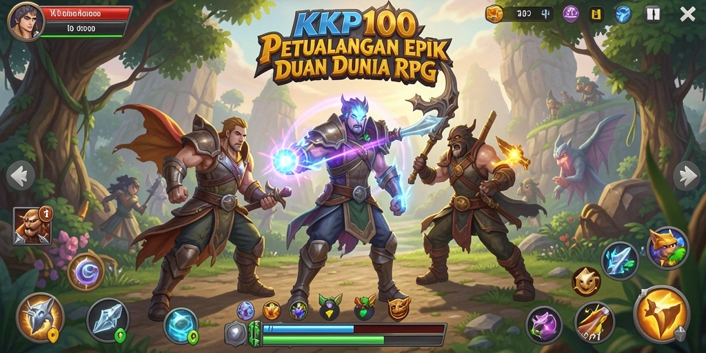 Tangkapan layar KPK100 menampilkan petualangan seru dalam dunia fantasi RPG.
