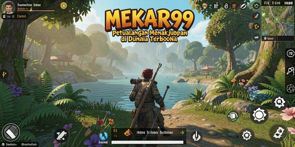 Screenshot gameplay MEKAR99 menampilkan petualangan seru di dunia terbuka.