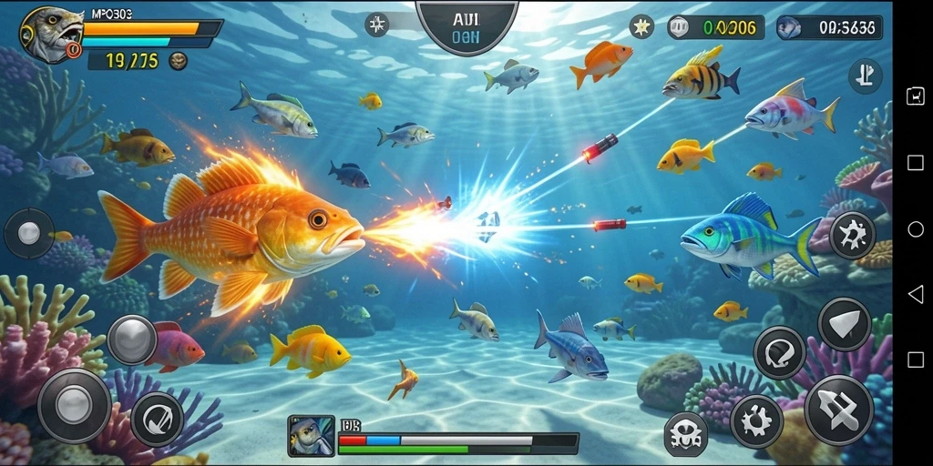 Tampilan gameplay MPO303 yang seru dan menegangkan saat menembak ikan.
