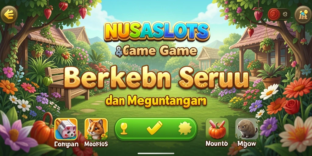 Tangkapan layar gameplay NUSASLOTS menampilkan aktivitas berkebun yang seru.