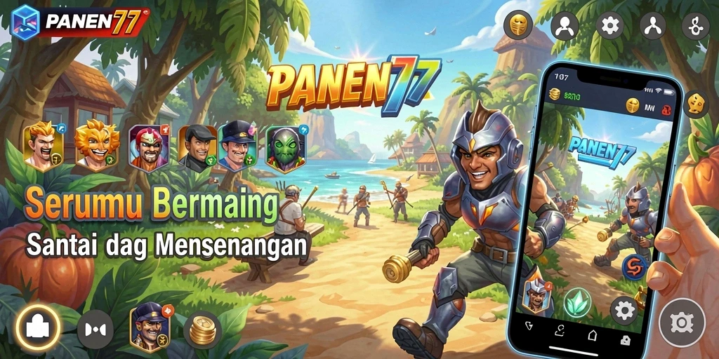 Tangkapan layar gameplay PANEN77 menampilkan kebun yang indah dan interaktif.