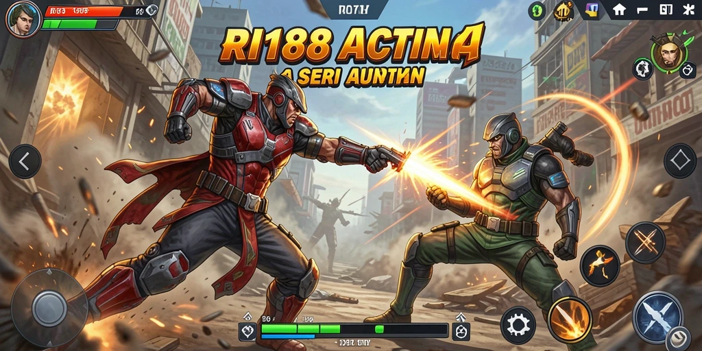 Screenshot gameplay RI188 yang memperlihatkan aksi pertarungan mendebarkan.