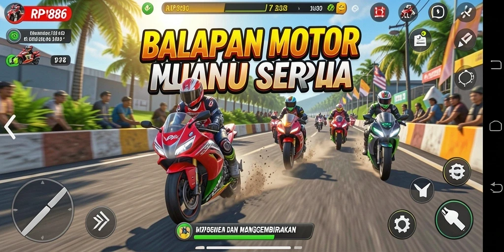 Tampilan gameplay seru dari balapan motor di RP886.