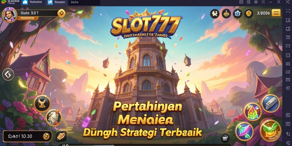 Menampilkan aksi seru dalam game Tower Defense SLOT777.
