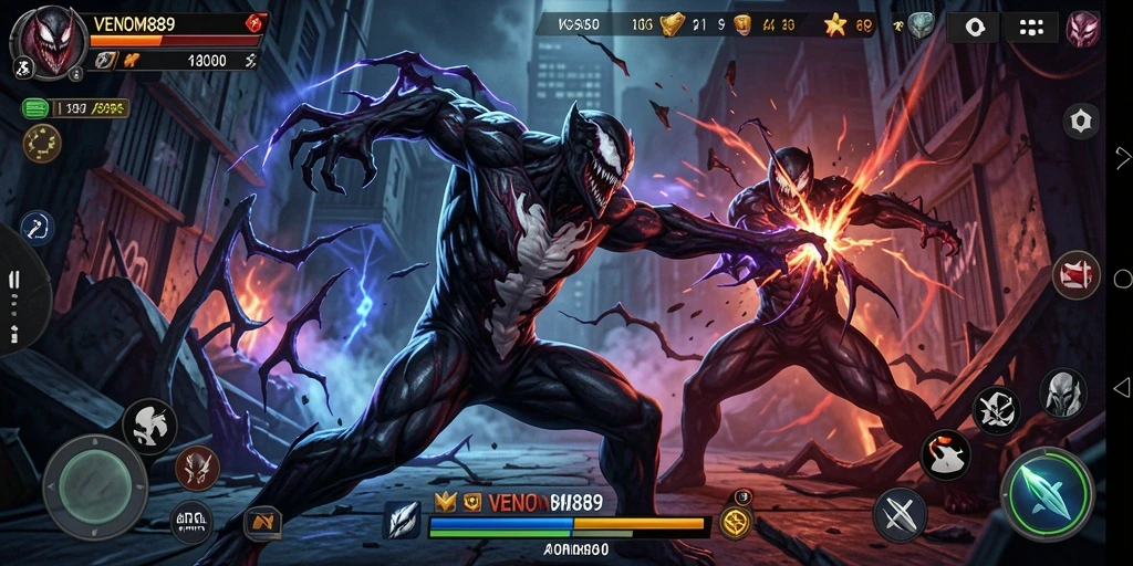 Screenshot utama VENOM889 menampilkan aksi seru dalam pertempuran.